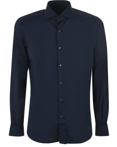 Fay Buttoned Long-sleeved Shirt - Blue