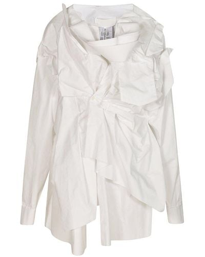 Maison Margiela Drop-shoulder Gathered Poplin Shirt - White