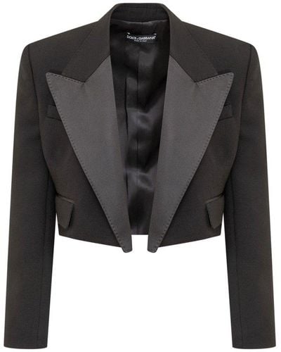 Dolce & Gabbana Cropped Tuxedo Jacket - Black
