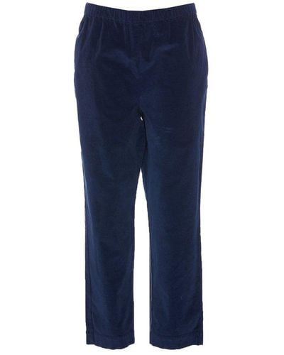 NEIRAMI Straight-leg Elasticated Waist Velvet Trousers - Blue