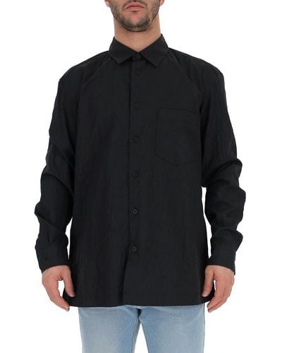 Issey Miyake Buttoned Crepe Shirt - Black