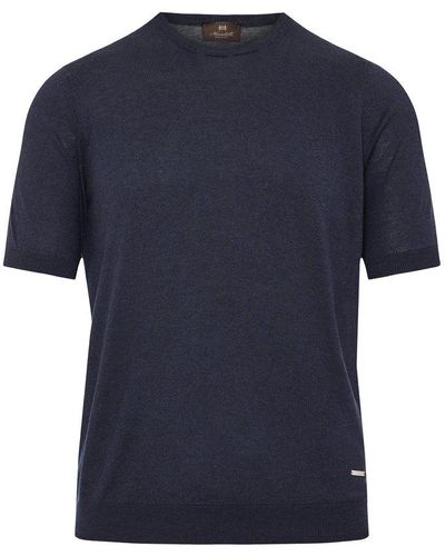 Enrico Mandelli Logo Plaque Crewneck Knitted T-shirt - Blue