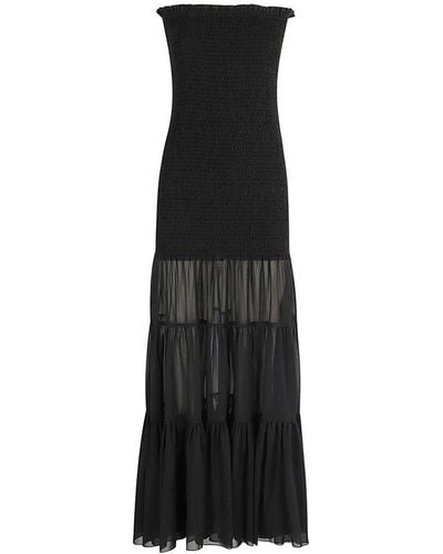 ROTATE BIRGER CHRISTENSEN Strapless Midi Chiffon Dress - Black