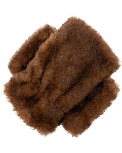 UGG Faux Fur Fingerless Gloves - Brown