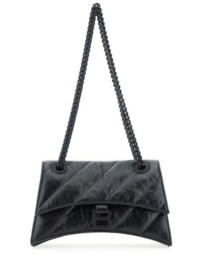 Balenciaga Crush Leather Small Bag - Black