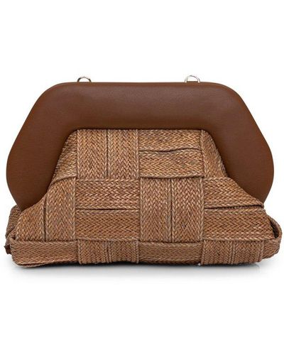 THEMOIRÈ Bios Weaved Clutch Bag - Brown