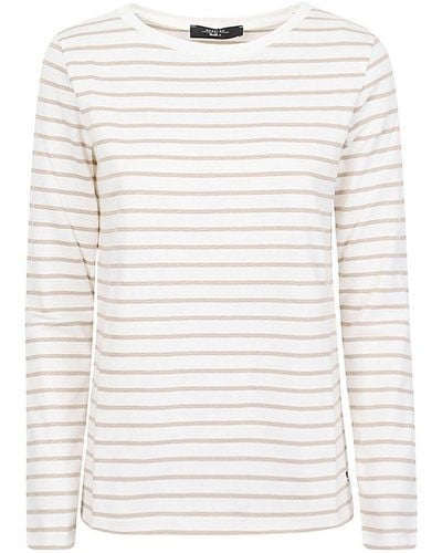 Weekend by Maxmara Logo Embroidered Striped Top - Natural