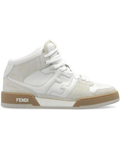 Fendi Match Suede & Leather High-top Trainers - White