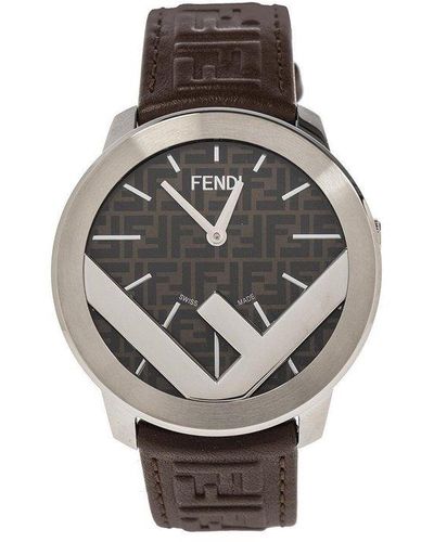 Fendi Logo-detailed Round Watch - White