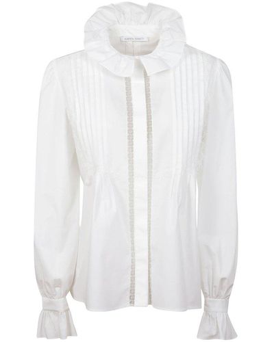 Alberta Ferretti Ruffle-collar Pleated Shirt - White