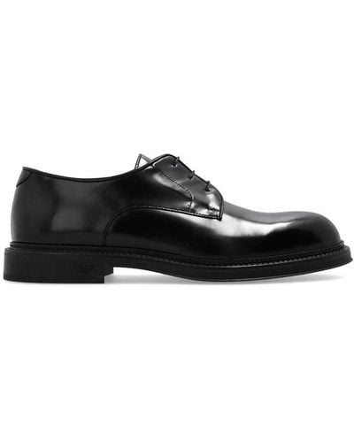 Emporio Armani Leather Derby Shoes - Black
