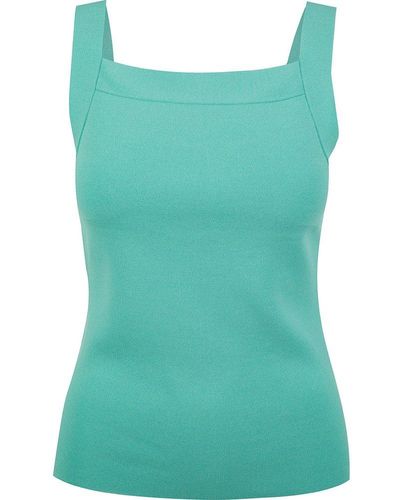 P.A.R.O.S.H. Square Neck Knitted Tank Top - Green