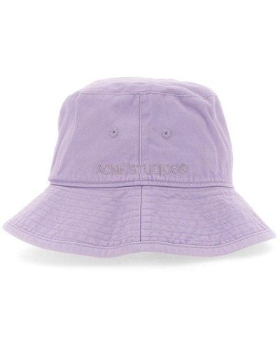 Acne Studios Logo Embroidered Slip-on Bucket Hat - Purple