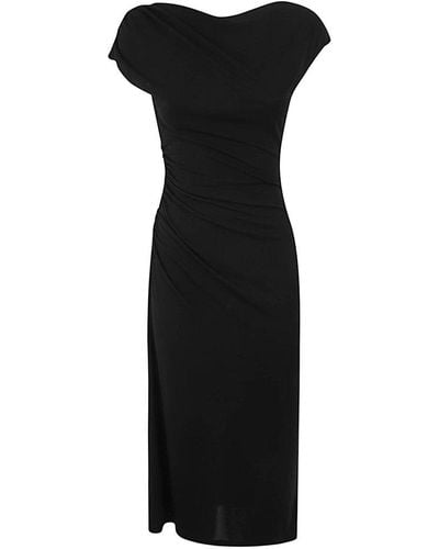 Alberta Ferretti Organdy Midi Dress Clothing - Black