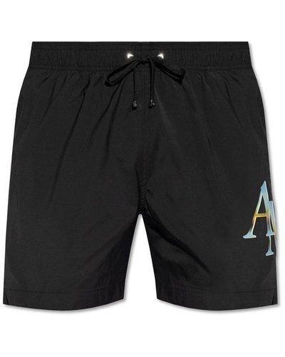 Amiri Swimming Shorts With Logo - Black