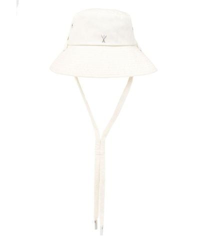 Ami Paris Bucket Hat With Logo, - White