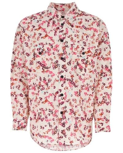Isabel Marant All-over Graphic Printed Long Sleeve Shirt - Pink