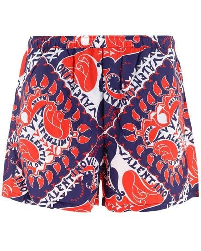 Valentino Bandana Printed Swim Shorts - Red