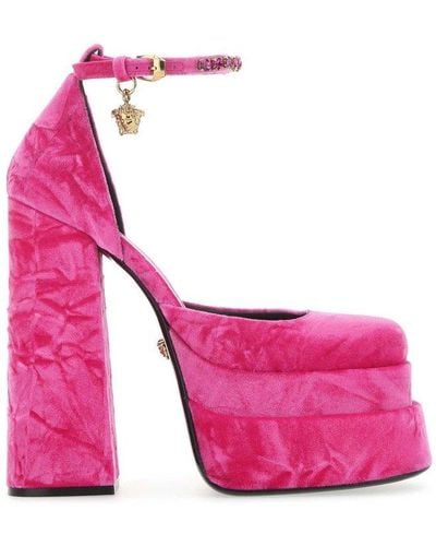 Versace Medusa Aevitas Embellished Platform Court Shoes - Pink