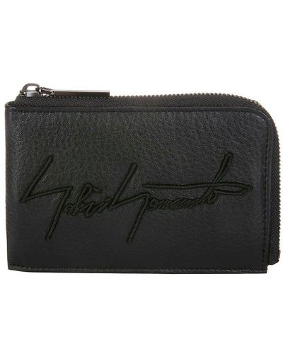 discord Yohji Yamamoto Logo Embroidered Zipped Wallet - Black