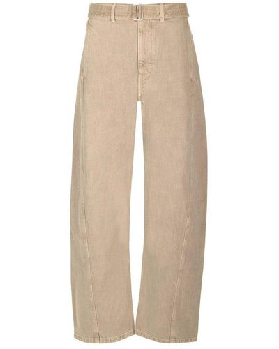 Lemaire Twisted Belted Straight Leg Jeans - Natural