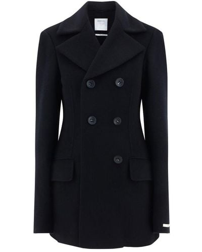 Sportmax Double-breasted Long-sleeved Coat - Black