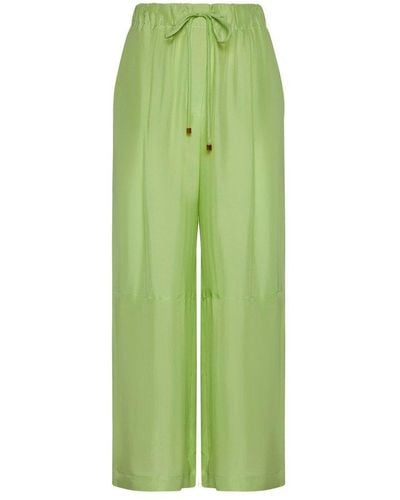 Alysi Drawstring Wide-leg Trousers - Green