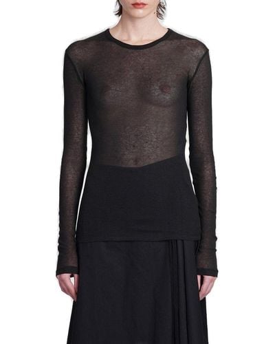 Ann Demeulemeester Semi-sheer Knitted Top - Black