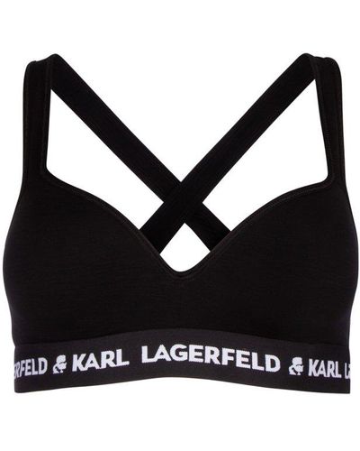 Karl Lagerfeld Logo Detailed Sleeveless Bra - Black