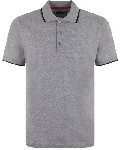 Fay Button Detailed Short-sleeved Polo Shirt - Grey
