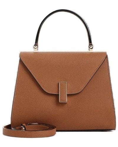 Valextra Iside Foldover Mini Top Handle Bag - Brown