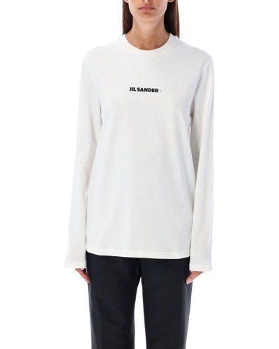 Jil Sander + Logo Printed Crewneck Sweatshirt - White