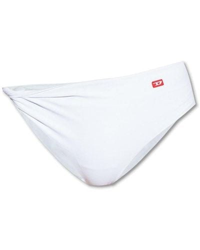 DIESEL Bfpn-aishtwist Logo Patch Bikini Bottoms - White