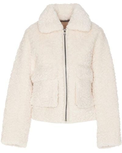 Urbancode Cropped Zipped Faux-fur Jacket - Natural