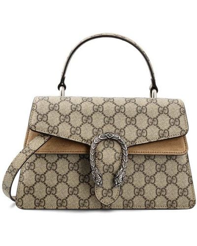 Gucci Neutral Dionysus Monogram Top Handle Bag - Women's - Canvas - Metallic