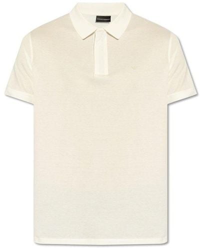 Emporio Armani Cotton Polo Shirt With Logo - Natural