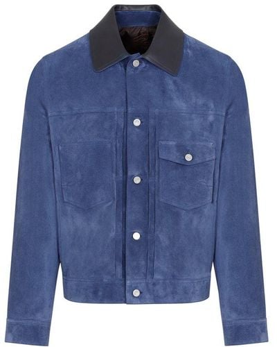 Berluti Suede Leather Jacket - Blue
