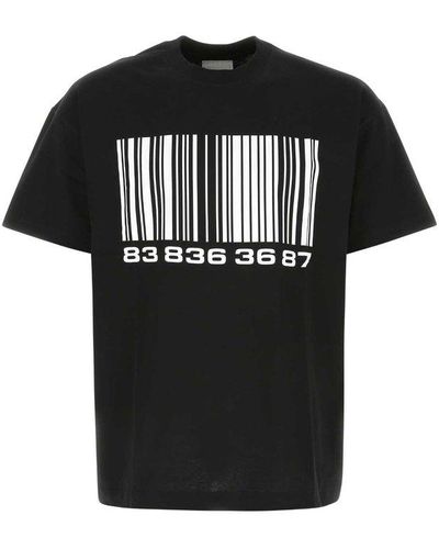 VTMNTS Barcode Printed Crewneck T-shirt - Black