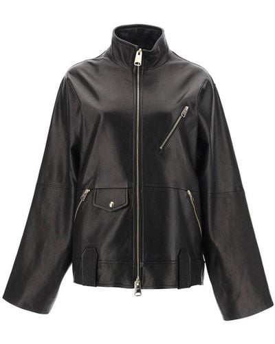 Khaite Shallin Zip-up Oversized Jacket - Black