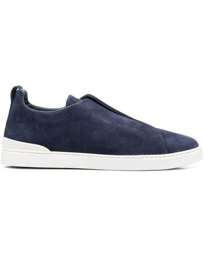 Zegna Round Toe Slip-on Sneakers - Blue