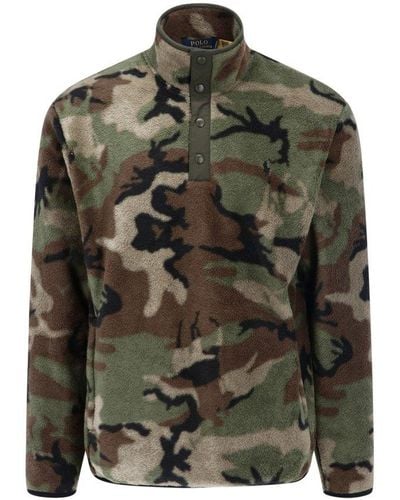 Polo Ralph Lauren Camouflage Buttoned Sweater - Green