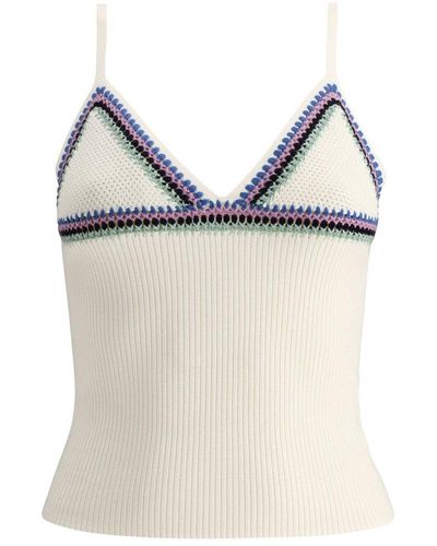 Chloé Embroidered Wool Top - Natural