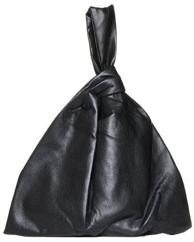 Nanushka Knot Detailed Top Handle Bag - Black