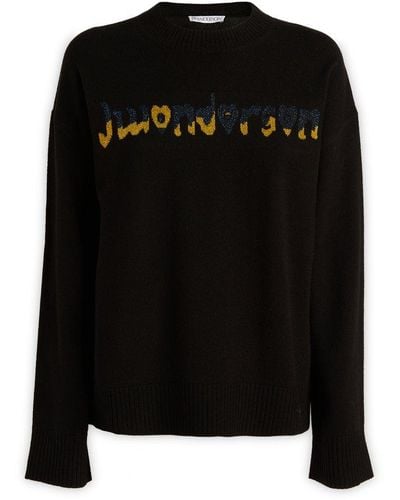 JW Anderson X Run Hany Logo Embellished Crewneck Sweater - Black