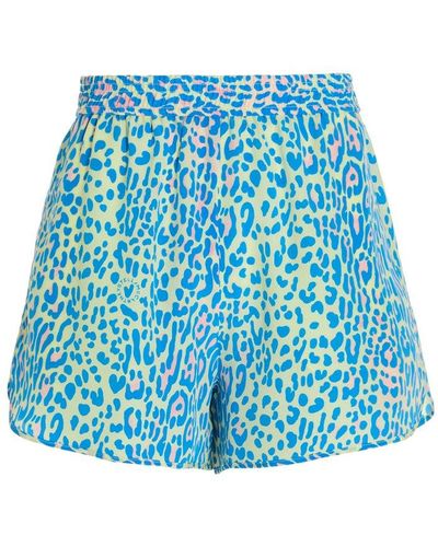Stella McCartney Elasticated Waistband Leopard Printed Shorts - Blue