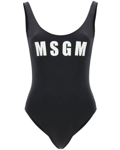MSGM One-piece Swimsuit With Logo - Black