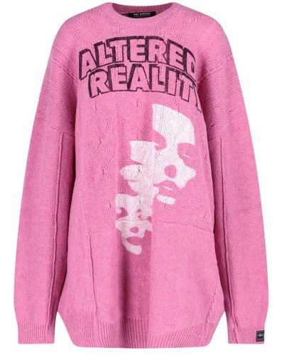 Raf Simons Motif Printed Oversized Sweater - Pink