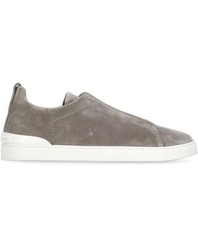 Zegna Round Toe Slip-on Sneakers - Gray