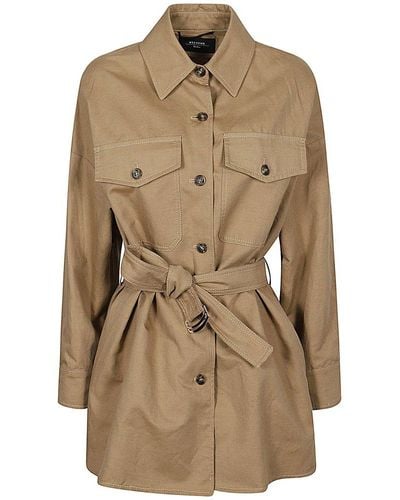 Weekend by Maxmara Buttoned Belted Jacket - Natural