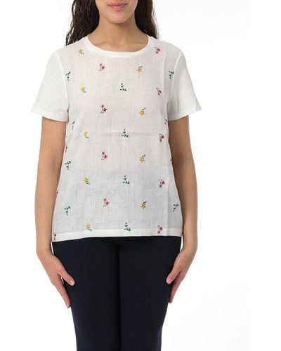 Weekend by Maxmara Floral Embroidered Crewneck T-shirt - White